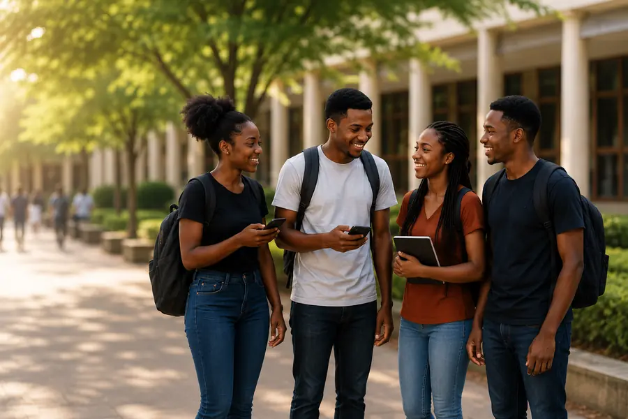 Étudiants du CHCL utilisant ACHAT Campus sur téléphone